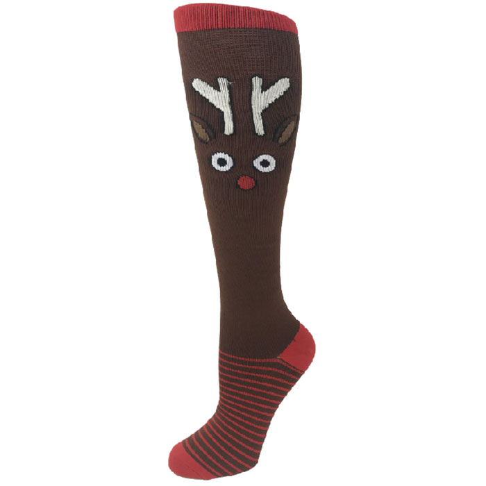 15-20 mmHg - Knit Compression Socks - Rudolph - 1520-RUD