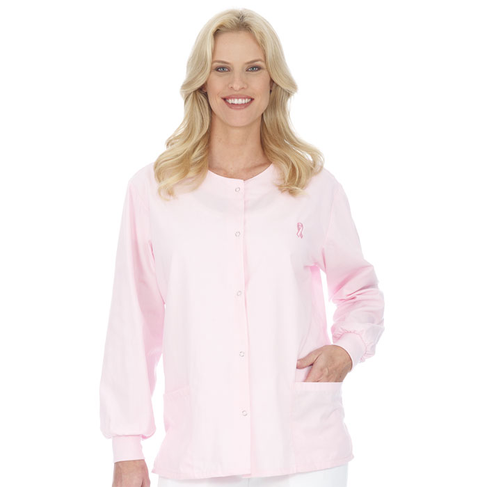 4302-21 - Ladies - Warm Up Jacket - Breast Cancer Awareness Ribbon Embroidery