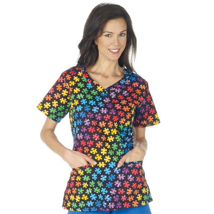 bio - bring it on - 5896-2553 - Overlap V-Neck Scrub Top - Pieces of the Puzzle