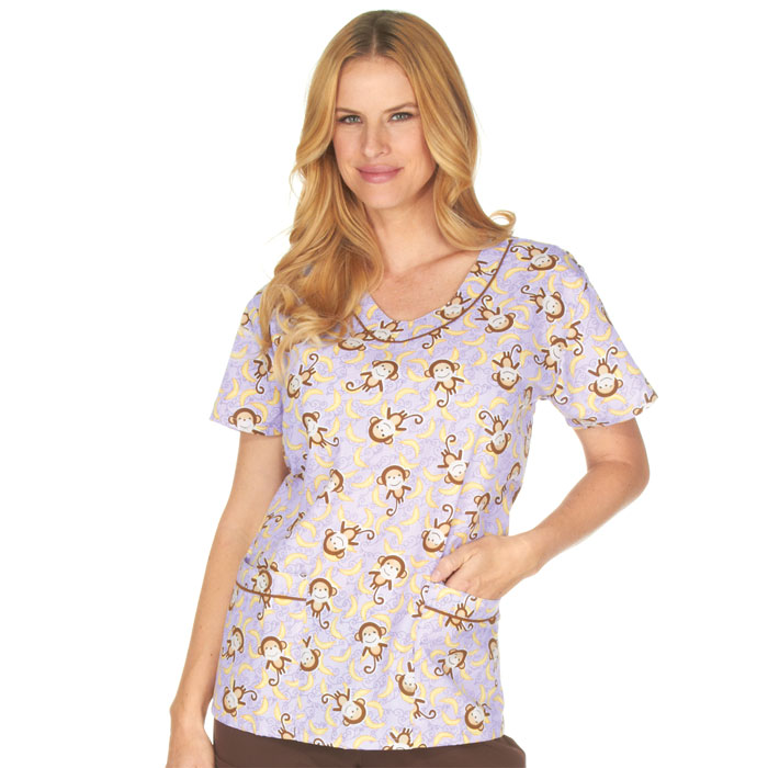 9906-549 - Ladies Rounded V-Neck Top - Go Bananas