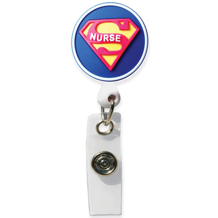 SC-074 - 3D Rubber Retractable Badge Reel - Super Nurse
