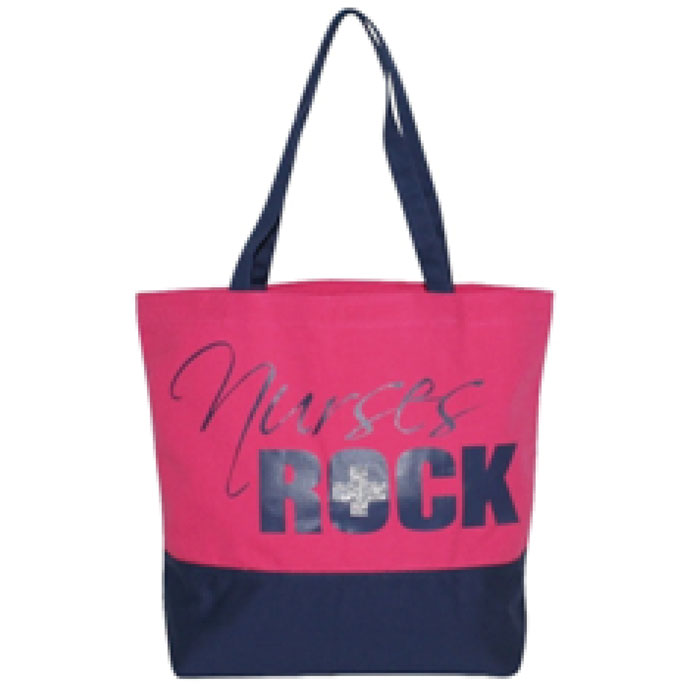 Nursing Bags And Totes Scrubin Scrub Stuff Ss13003hpk Nurses Rock Canvas Tote Bag