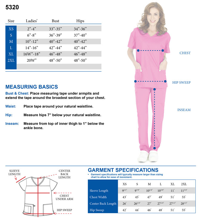 Fig Scrub Size Chart