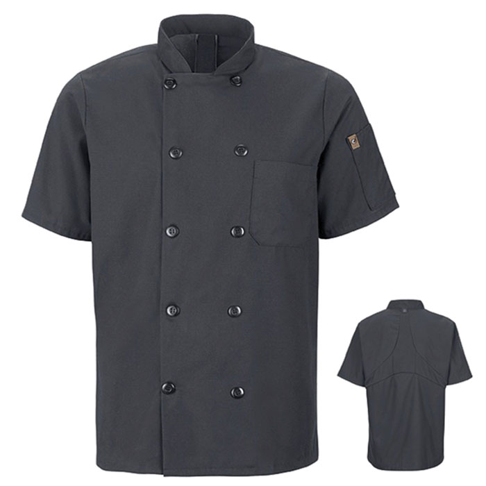 Chef Designs - 046X - Mimix Short Sleeve 10 Button Chef Coat with OilBlock