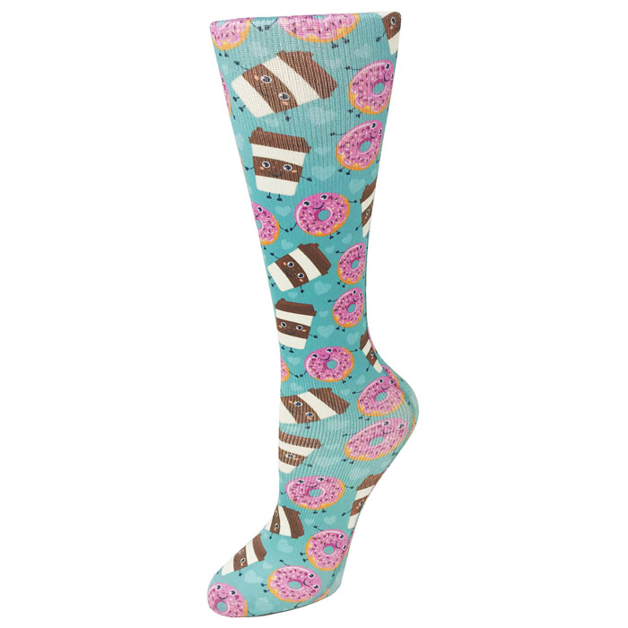 10-18 mmHg - Printed Compression Socks - Coffee and Donuts - 1018-CAD