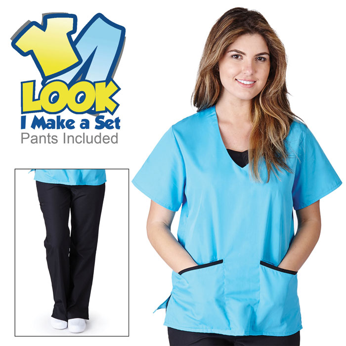 Natural Uniforms - 1077 - Contrast Jersey Scrub Set