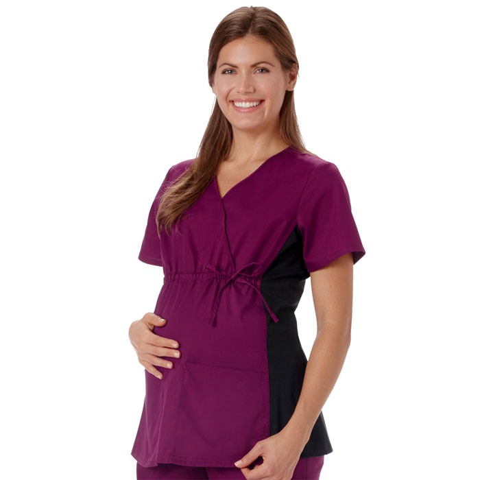 F3 Fundamentals - 14375 - Maternity Mock Wrap Top with Stretch Side Panels
