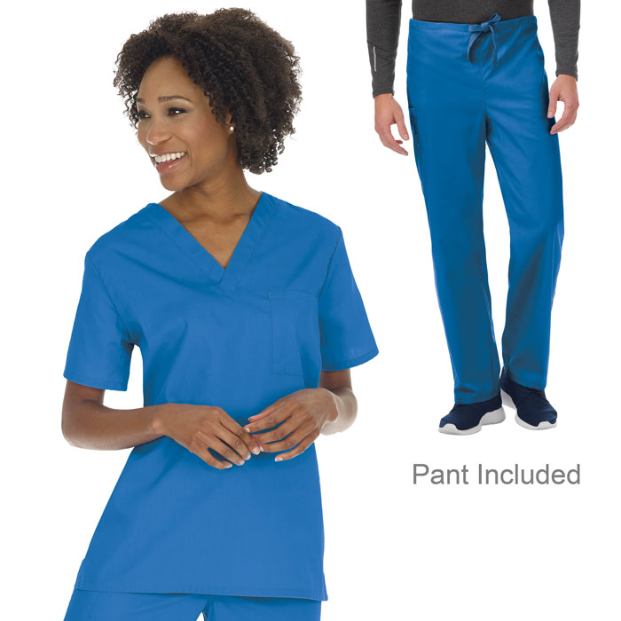 Fundamentals-Stretch-14890-14892-Unisex-V-Neck-Scrub-Set-Unisex-V-Neck-Top-and-Pant-14980S