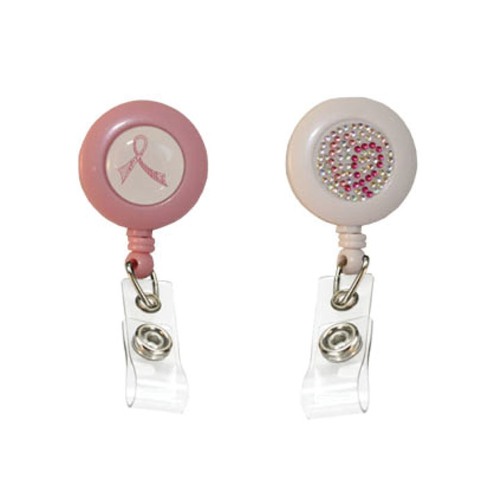 200130 - Retractables - Breast Cancer Awareness Ribbon - ID Badge Holder - 2 Pack