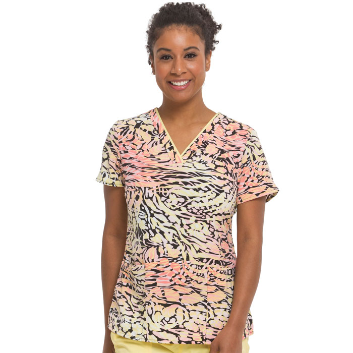 2266-WIS - V-Neck Print Scrub Top - WILD SAFARI