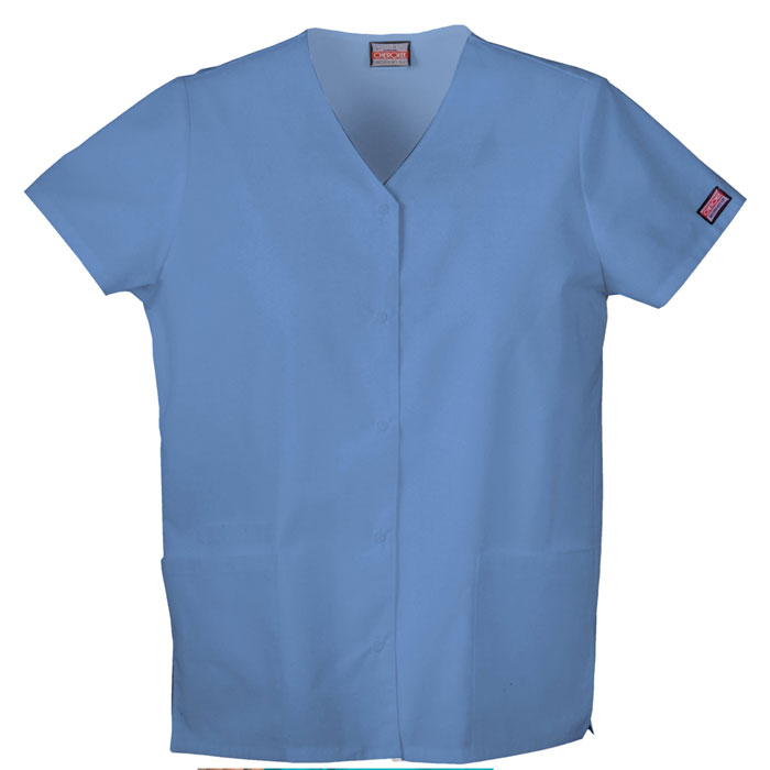 Cherokee-Workwear-4770-Snap-Front-V-Neck-Scrub-Top