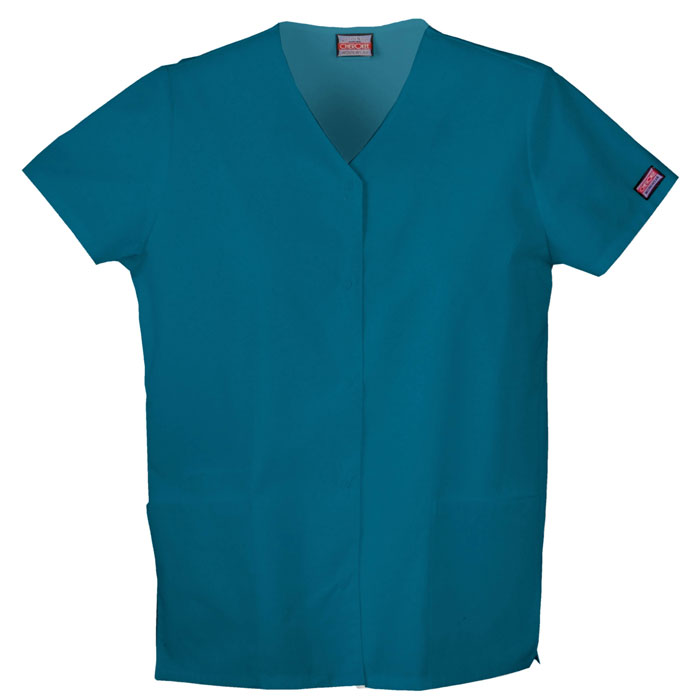 Cherokee-Workwear-4770-Snap-Front-V-Neck-Scrub-Top