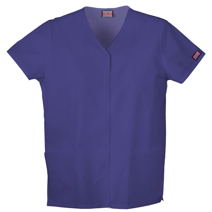 Cherokee-Workwear-4770-Snap-Front-V-Neck-Scrub-Top