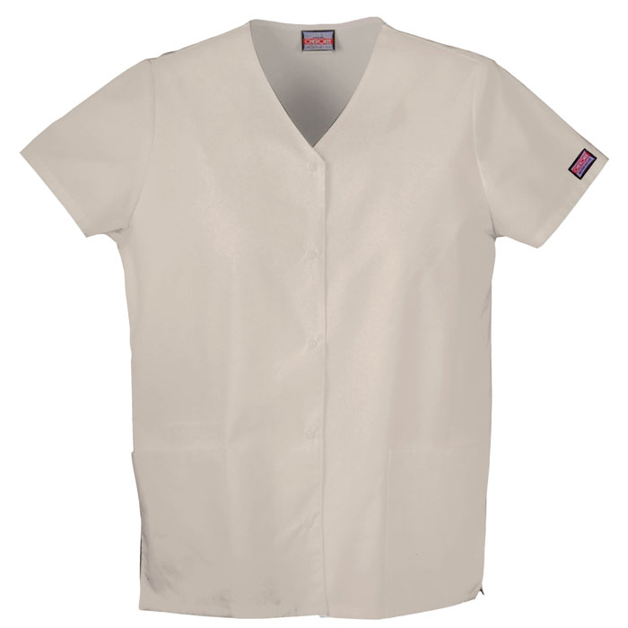 Cherokee-Workwear-4770-Snap-Front-V-Neck-Scrub-Top