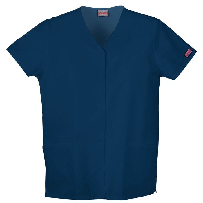 Cherokee-Workwear-4770-Snap-Front-V-Neck-Scrub-Top