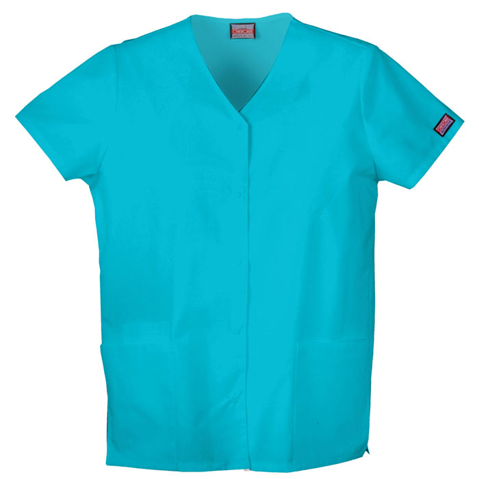 Cherokee-Workwear-4770-Snap-Front-V-Neck-Scrub-Top