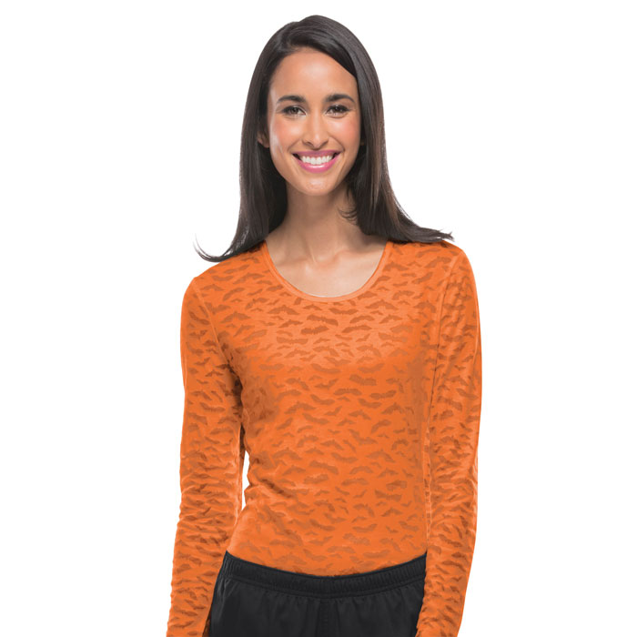 Cherokee Workwear - 4882 - Long Sleeve Underscrub Knit Tee - Halloween Bats
