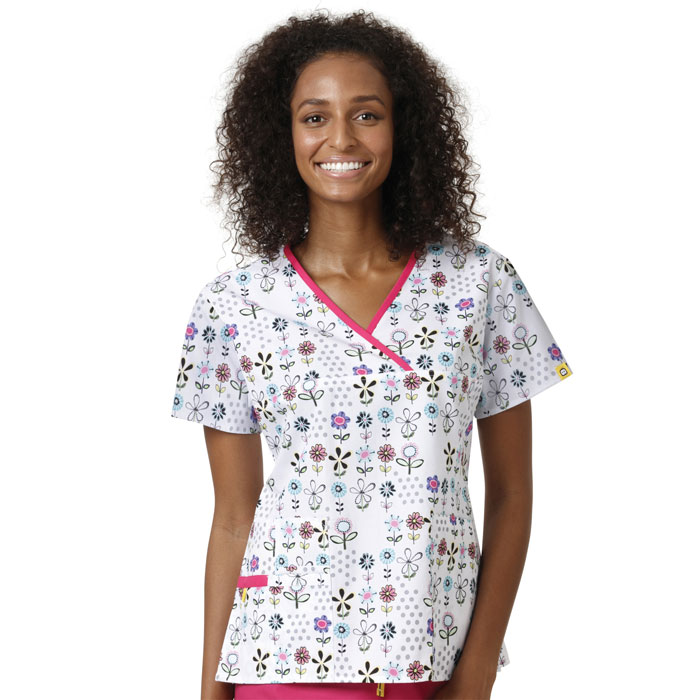 WonderWink Origins - 6027-PME - Charlie Print Scrub Top - Pick Me Pick Me