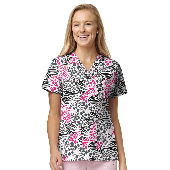 WonderFLEX - 6178-ONL - Verity V-Neck Print Scrub Top - One Love