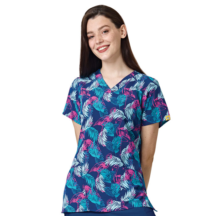 WonderWink Fashion Prints - 6257-TRB - V-Neck Print Top - TROPICAL BEAUTY