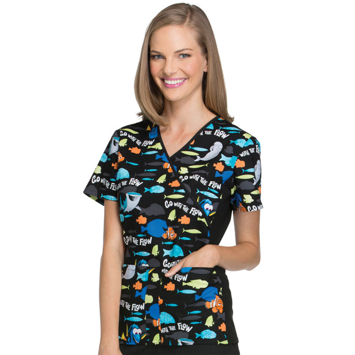 Tooniforms - 6988C-FNOW - V-Neck Scrub Top - Go With The Flow