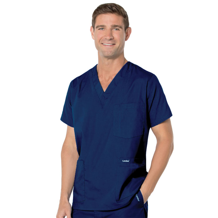 Landau-Mens-5-Pocket-Scrub-Top-7489