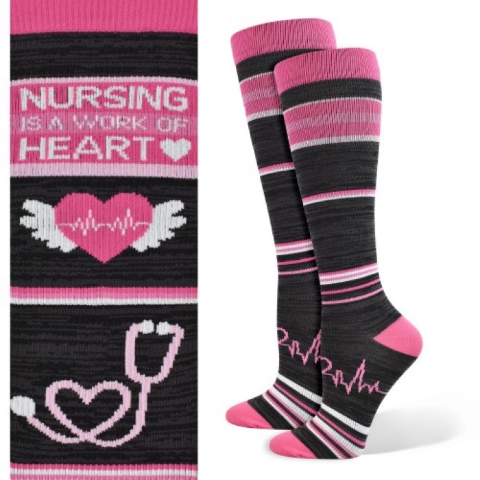 92006 - Nursing is a Work of Heart Fashion Compression Socks