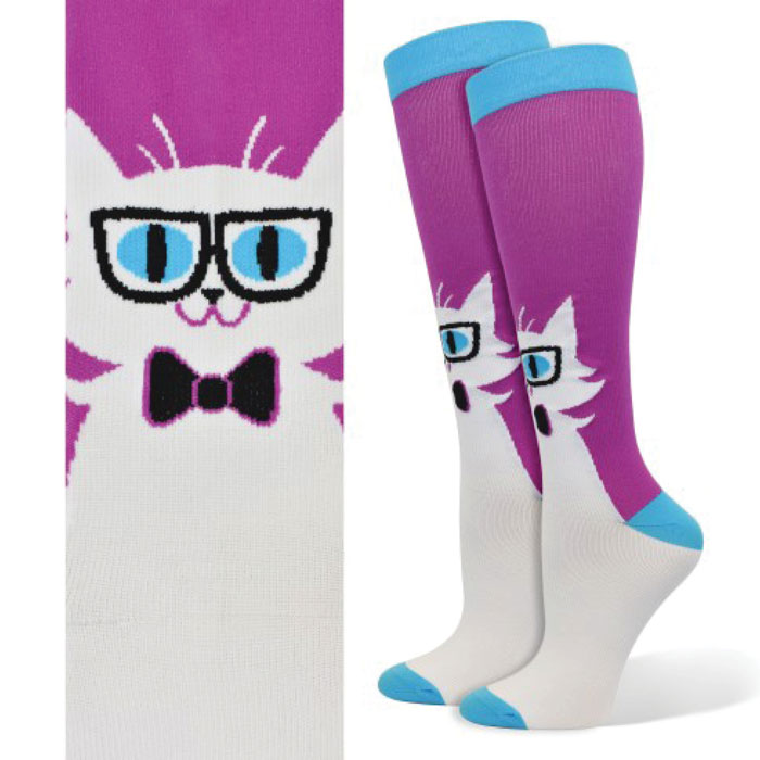 92034 - Cat with Glasses Fashion Compression Socks