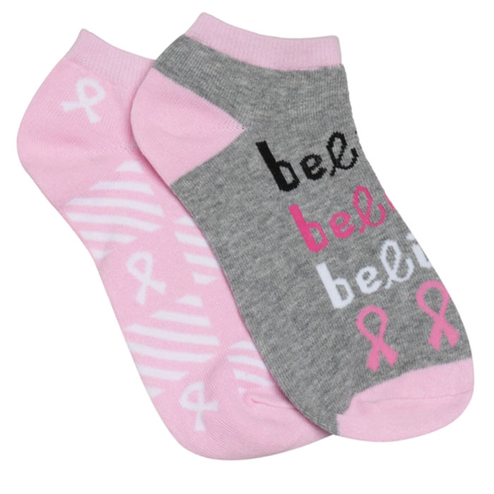 BELIEVENHOPE - Breast Cancer Awareness Socks - Ladies Low Socks