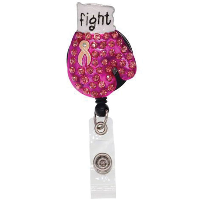 CU-011 - Dazzle Retractable Badge Reel - Fight Against Breast Cancer