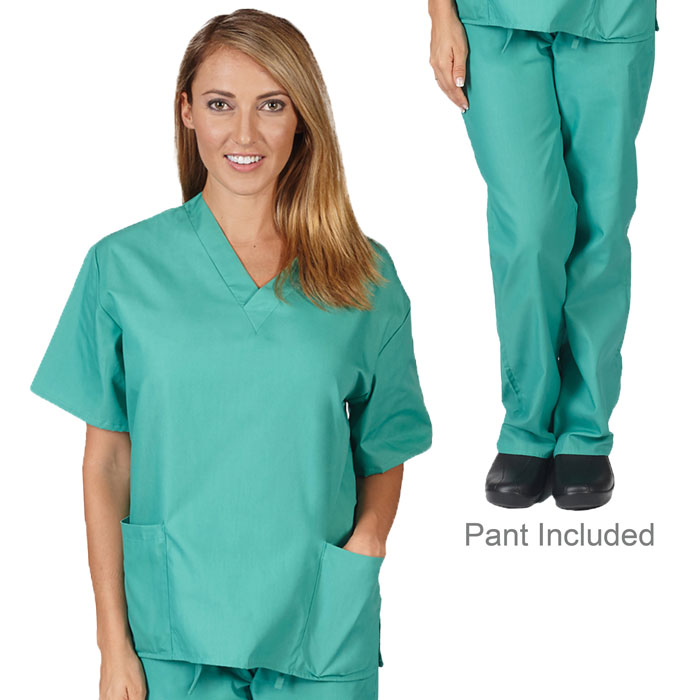 Natural Uniforms, Unisex Solid V-Neck Scrub Set