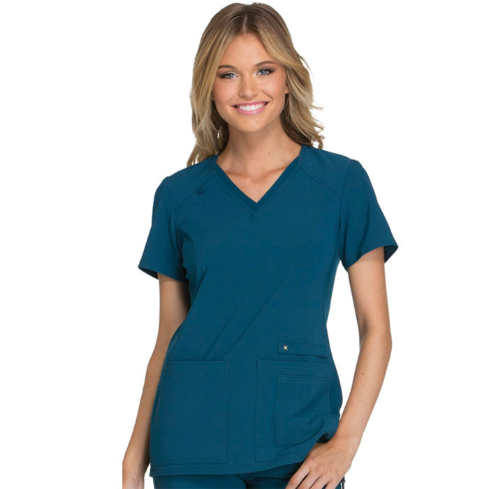 Cherokee-iFlex-CK605-V-Neck-Knit-Panel-Scrub-Top
