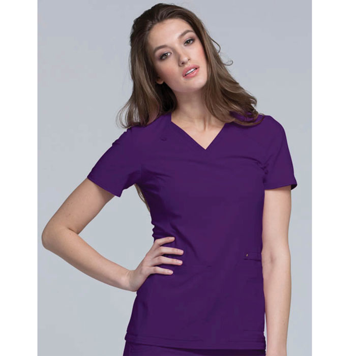 Cherokee-iFlex-CK605-V-Neck-Knit-Panel-Scrub-Top