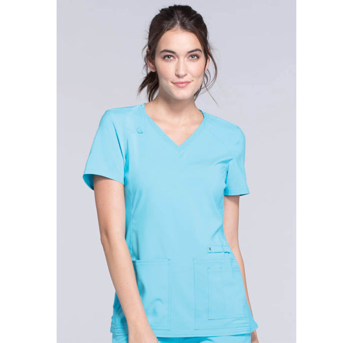 Cherokee-iFlex-CK605-V-Neck-Knit-Panel-Scrub-Top