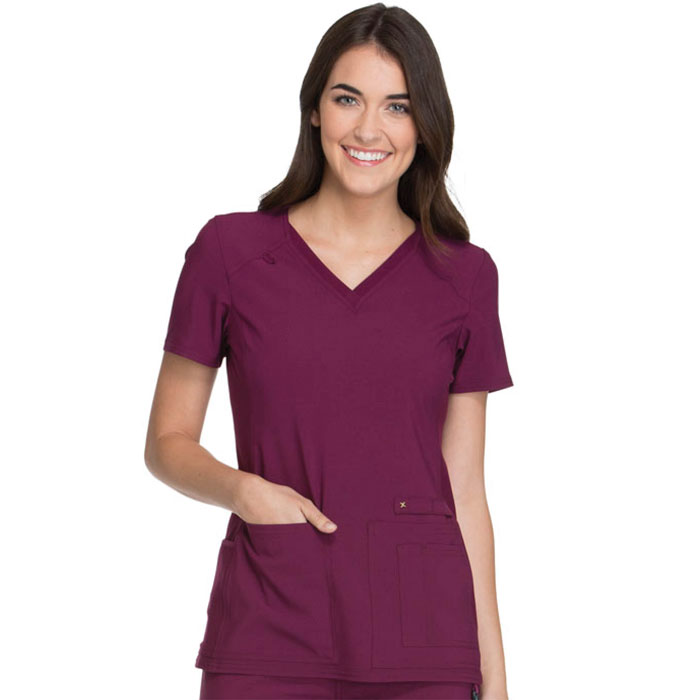 Cherokee-iFlex-CK605-V-Neck-Knit-Panel-Scrub-Top