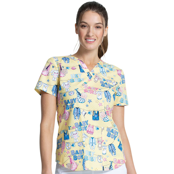 Cherokee-Prints-CK652-HEYB-V-Neck-Scrub-Top-HEY-BABY