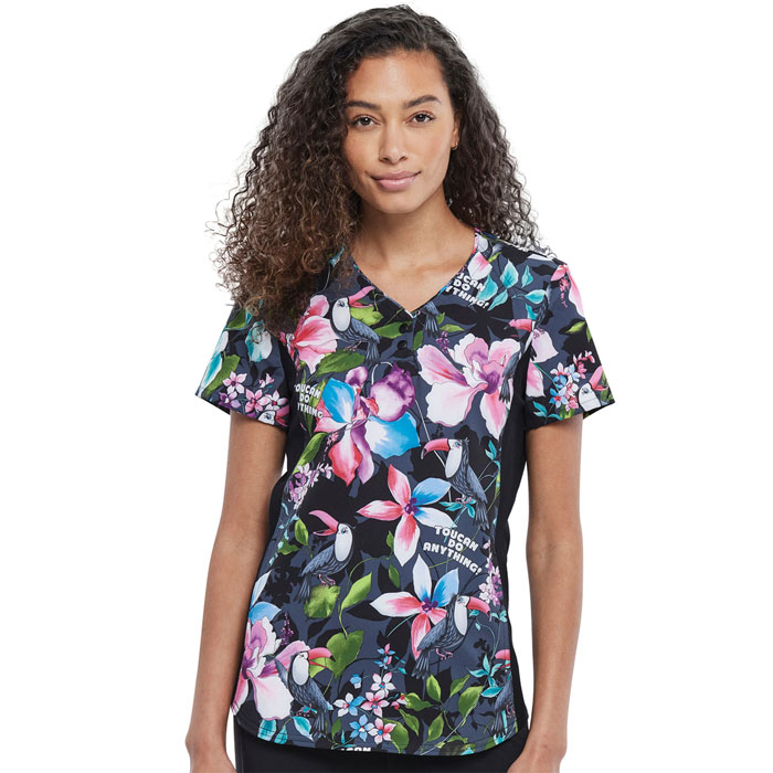 Cherokee iFlex - CK732-TUCN - V-Neck Scrub Top - Toucan Do Anything