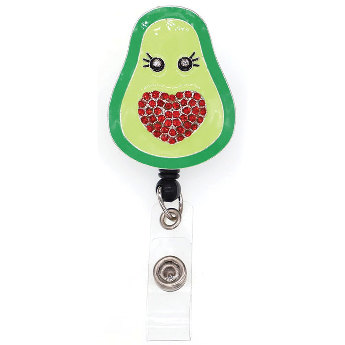 CU-002 - Dazzle Retractable Badge Reel - Avocado Heart