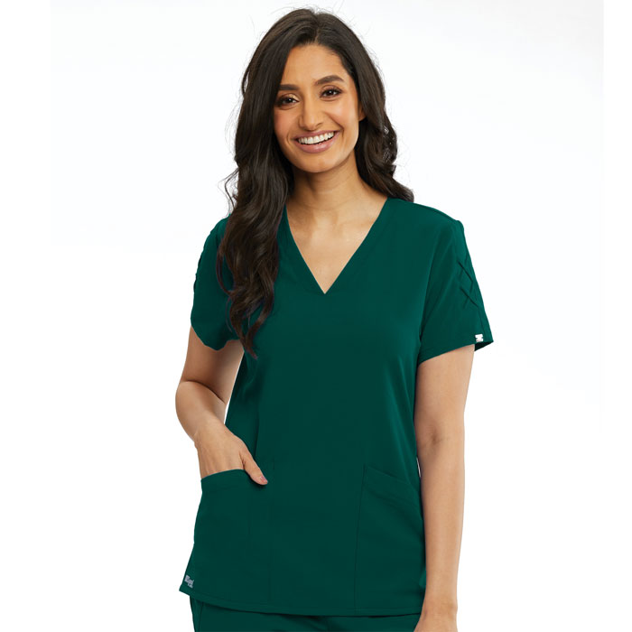 Greys-Anatomy-GNT019-Womens-3-Pkt-V-Neck-Laced-Sleeve-Top
