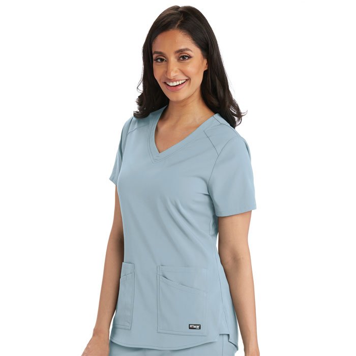 Greys Anatomy - GRST011 - Womens 4 Pkt V-Neck Shoulder Yoke Top