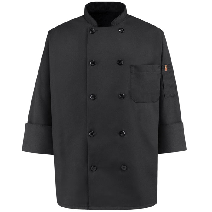 Red Kap - 0425 - 10 Button Black Chef Coat