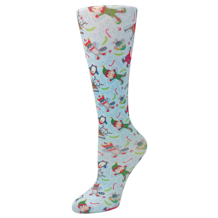 10-18-mmHg-Printed-Compression-Socks-Snow-Angels-1018-SNA