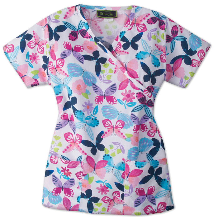 146-ABUT - Ladies Mock Wrap Top - April Butterfly