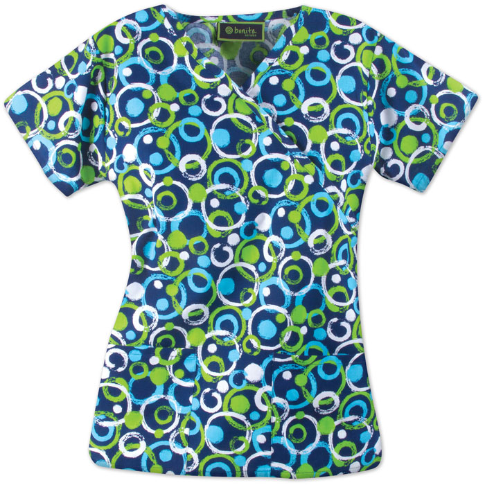 146-RIPP - Ladies Mock Wrap Top - Ripples