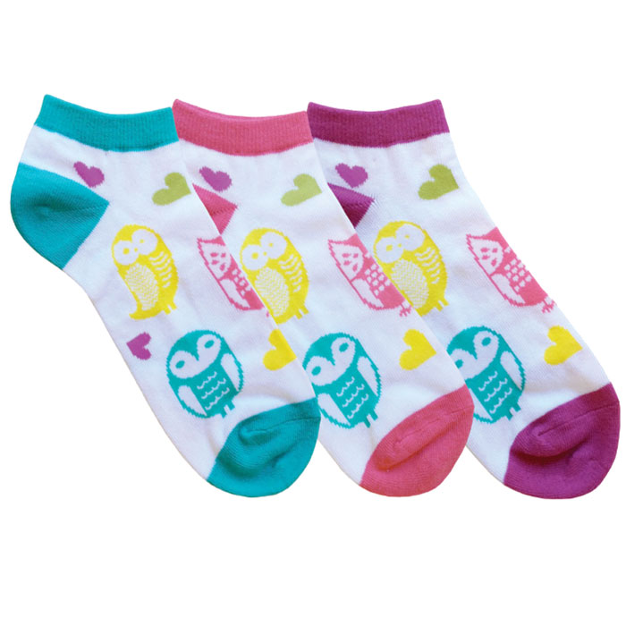 380-OSB - Fashion Nurse Socks - Ladies Low Socks - Owls Soft Brights