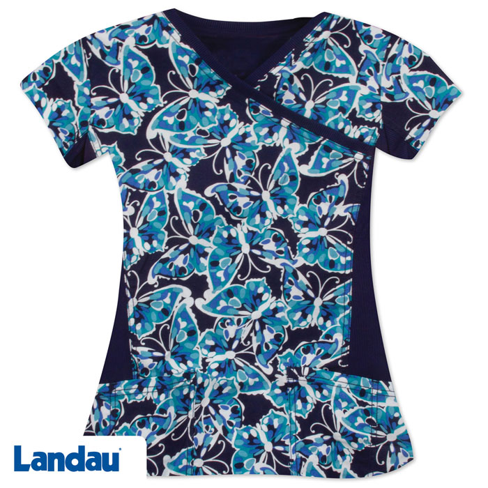 All Day By Landau - Womens All Day Print Body With Knit Panels - Flutter Frenzy - 4167-FFS