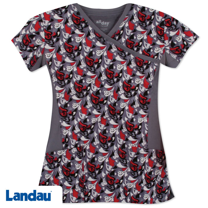 All Day By Landau - Womens All Day Print Body With Knit Panels - Queen Of Hearts - 4167-QHS