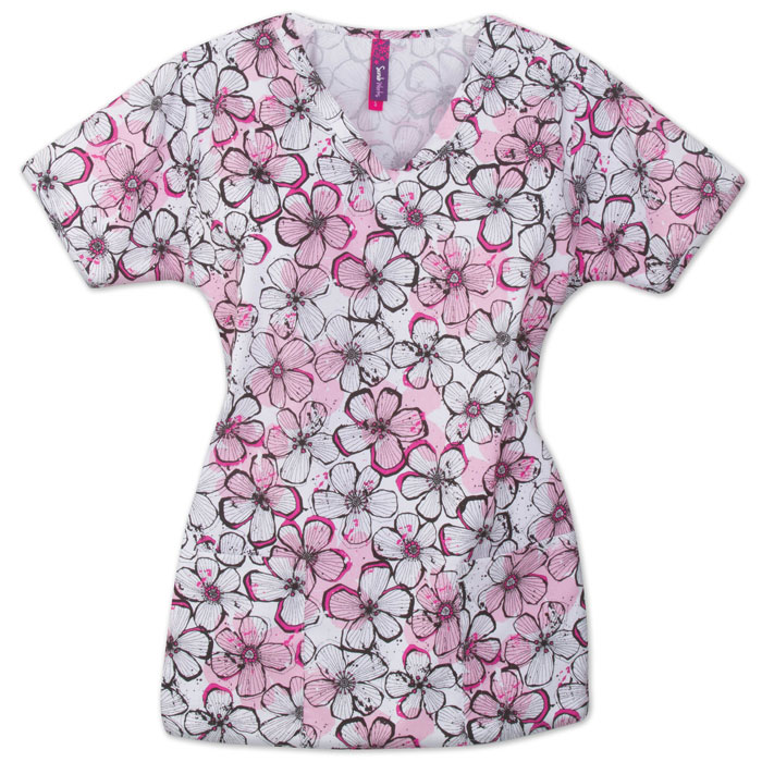 5074-SUMI - Overlap V-Neck Top with Back Elastic - Sumi Floral