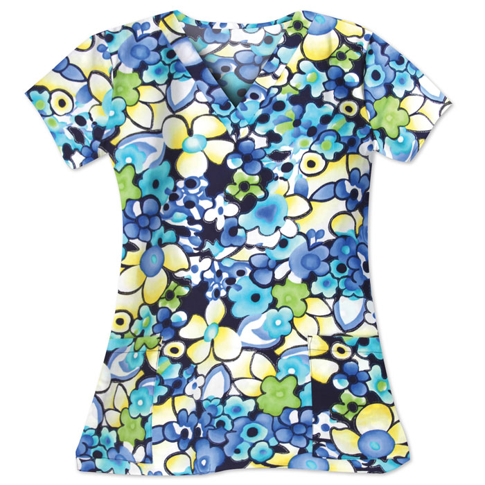 White Cross - 617-MXN - Max Blooms - V-Neck Printed Top