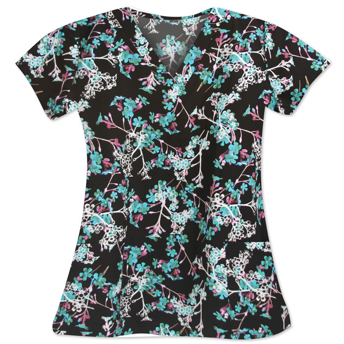 White Cross - 617-MYS - Myosotis - V-Neck Printed Top